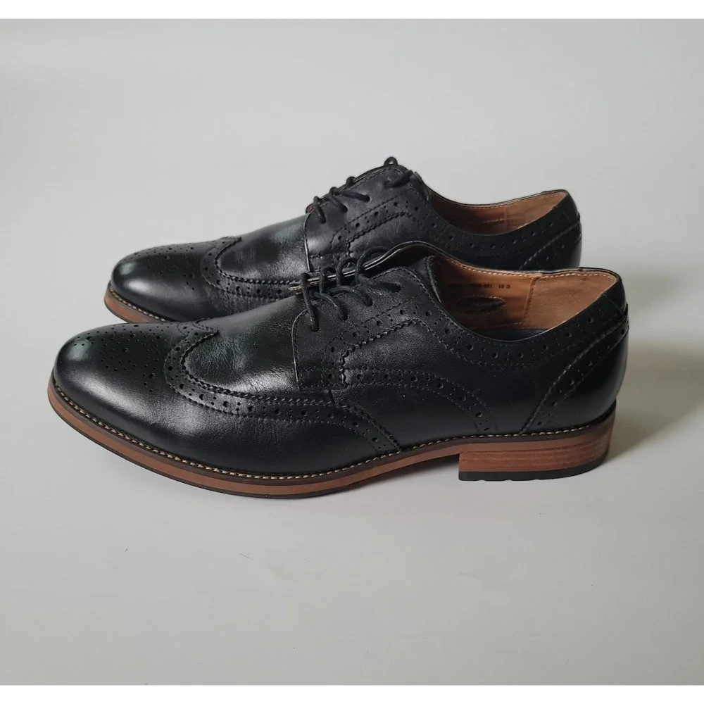 Vintage Florsheim Full Wingtip Brogue Oxford 10D Black‎ Leather Spectators 11960